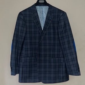 Super 120 Italian silk lined blazer with elbow patch